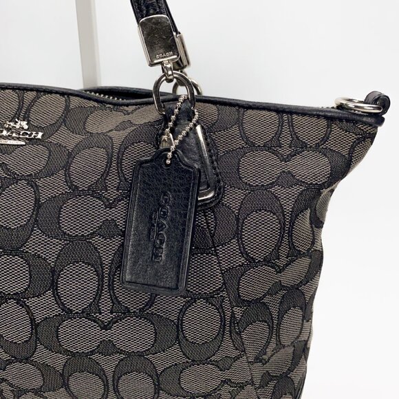 COACH Signature Kelsey Satchel Smoke/Black Crossbody Bag - Picture 9 of 16